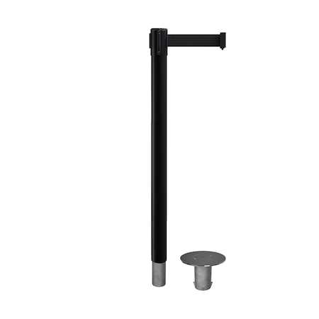 Montour Line Stanchion Belt Barrier Removable Base Black Post 11ft.Black Belt P400R-BK-BK-110